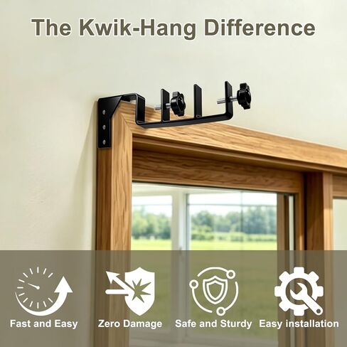 Double Curtain Rod Brackets with Magnetic Buckles, No Drill No Damage Heavy Duty Holders for Double Layer Curtains & Home Window Decor (3PCS) in Kuwait