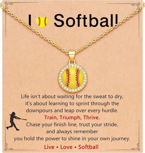 PINKDODO Softball Necklace Gifts for Girls Softball Lover Player- Inspirational Jewelry for Daughter Granddaughter Niece in Kuwait