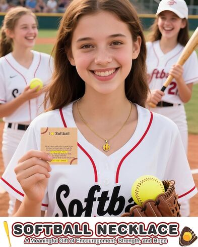 PINKDODO Softball Necklace Gifts for Girls Softball Lover Player- Inspirational Jewelry for Daughter Granddaughter Niece in Kuwait