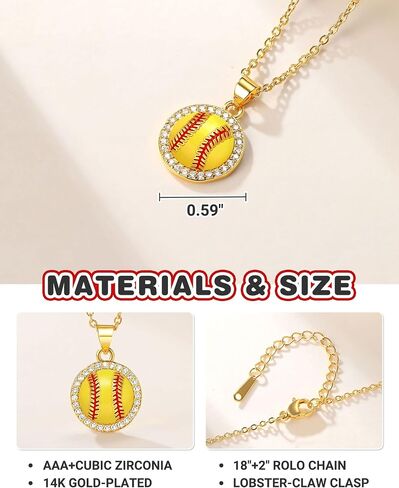 PINKDODO Softball Necklace Gifts for Girls Softball Lover Player- Inspirational Jewelry for Daughter Granddaughter Niece in Kuwait