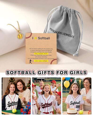 PINKDODO Softball Necklace Gifts for Girls Softball Lover Player- Inspirational Jewelry for Daughter Granddaughter Niece in Kuwait