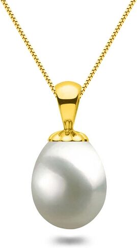 Freshwater Cultured Pearl Pendant Necklace AAA Graded White Teardrop Necklace Pendant with Sterling Silver Setting and Matching 16 or 18 Inch Chain - Orien Jewelry in Saudi Arabia
