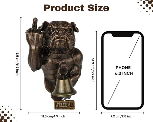 DS. DISTINCTIVE STYLE Middle Finger Bulldog Doorbell Funny Welcome Bell Resin Wall Mount Garden Porch Decor French Bulldog Entry Bell in Kuwait