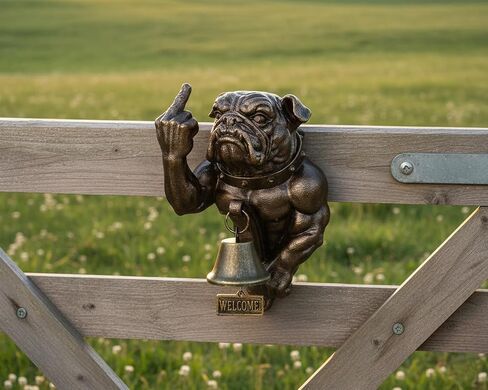 DS. DISTINCTIVE STYLE Middle Finger Bulldog Doorbell Funny Welcome Bell Resin Wall Mount Garden Porch Decor French Bulldog Entry Bell in Kuwait