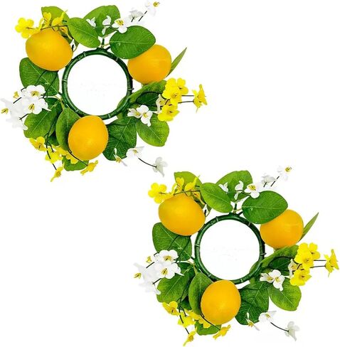 Spring Candle Rings Wreaths, 3.5’’Mini Artificial Lanvender Candle Holder Wreaths for Spring Wedding Easter Holiday Home Kitchen Tabletop Cabinets Centerpiece（2Pack） in Kuwait