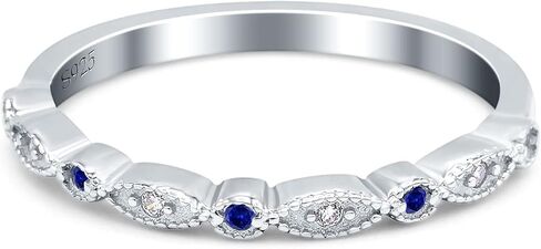 Blue Apple Co. Half Eternity Wedding Band Ring Marquise Round Simulated Cubic Zirconia 925 Sterling Silver in Kuwait