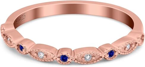 Blue Apple Co. Half Eternity Wedding Band Ring Marquise Round Simulated Cubic Zirconia 925 Sterling Silver in Kuwait