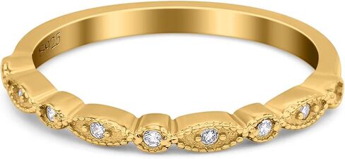 Blue Apple Co. Half Eternity Wedding Band Ring Marquise Round Simulated Cubic Zirconia 925 Sterling Silver in Kuwait