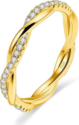 Moissanite Engagement Ring for Women, Twisted Infinity Eternity Band Rings, 925 Sterling Silver with 18K White Gold Plated, Stackable Moissanite Wedding Sets for Women, Promise Anniversary Ring in Saudi Arabia
