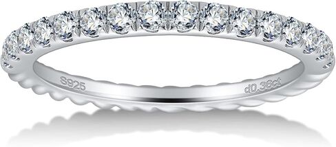 getlove Moissanite Wedding Band for Women D Color VVS1 Clarity 18K White Gold Plated 925 Sterling Silver Moissanite Half Eternity Band Stackable Ring Size 4-11 in Saudi Arabia