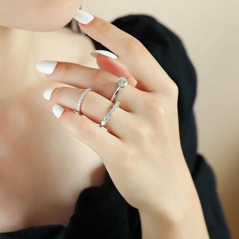 getlove Moissanite Wedding Band for Women D Color VVS1 Clarity 18K White Gold Plated 925 Sterling Silver Moissanite Half Eternity Band Stackable Ring Size 4-11 in Saudi Arabia
