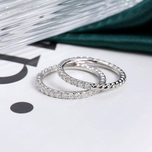 getlove Moissanite Wedding Band for Women D Color VVS1 Clarity 18K White Gold Plated 925 Sterling Silver Moissanite Half Eternity Band Stackable Ring Size 4-11 in Saudi Arabia