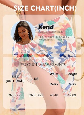 Herseas Womens Sheer Swimsuit Coverup Beach Sarong Wrap Chiffon Floral Print Bathing Suit Cover Ups One Size Swimwear in Kuwait