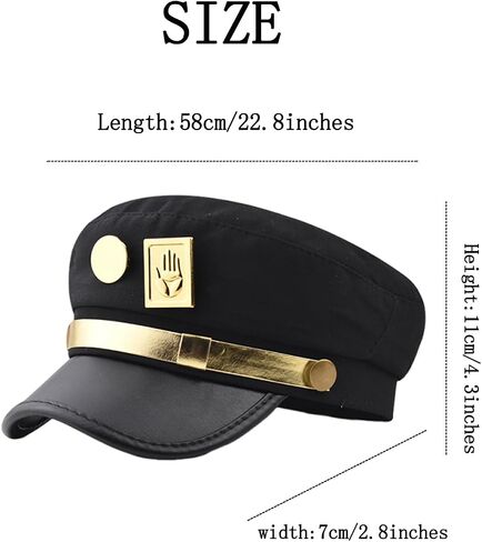 Jotaro Hat Jotaro Kujo Anime Cosplay Cap Black with Metal Badge in Kuwait