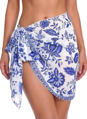 Herseas Womens Sheer Swimsuit Coverup Beach Sarong Wrap Chiffon Floral Print Bathing Suit Cover Ups One Size Swimwear in Kuwait