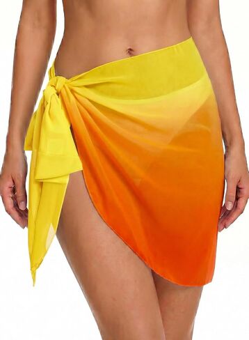 Herseas Womens Sheer Swimsuit Coverup Beach Sarong Wrap Chiffon Floral Print Bathing Suit Cover Ups One Size Swimwear in Kuwait