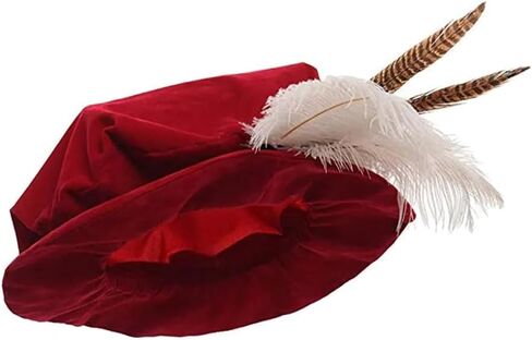 Mens Medieval Tudor Hat with Feather Renaissance Flat Cap Tudor Elizabethan Period Costume King Henry Hat in Saudi Arabia