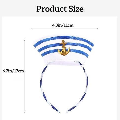 Sailor Hat Headbands 2Pcs Blue and Red Captain Cap Headbands for Men and Women Nautical Themed Parties Cosplay Halloween Costume Accessory in Saudi Arabia