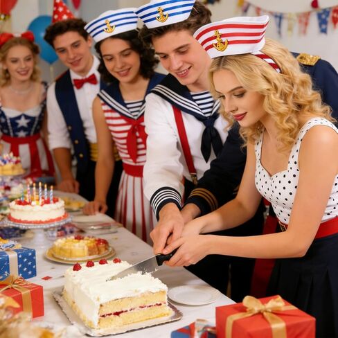 Sailor Hat Headbands 2Pcs Blue and Red Captain Cap Headbands for Men and Women Nautical Themed Parties Cosplay Halloween Costume Accessory in Saudi Arabia