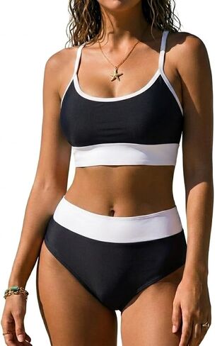 BMJL Womens High Waisted Bikini Sets Tummy Control Two Piece Swimsuits 2026 Modest Sporty Bathing Suits in Kuwait