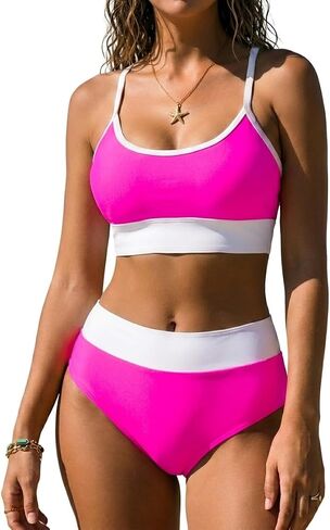BMJL Womens High Waisted Bikini Sets Tummy Control Two Piece Swimsuits 2026 Modest Sporty Bathing Suits in Kuwait