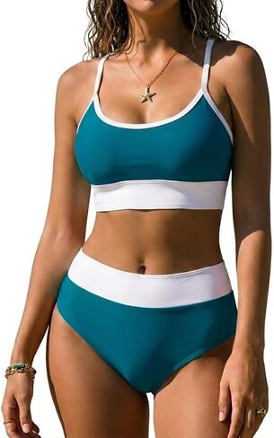BMJL Womens High Waisted Bikini Sets Tummy Control Two Piece Swimsuits 2026 Modest Sporty Bathing Suits in Kuwait