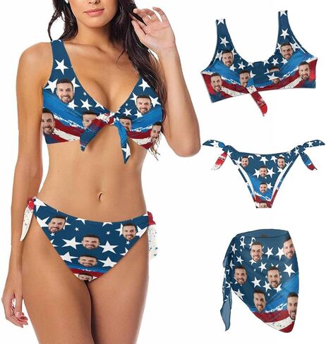 Custom Swimsuits for Women Funny Bathing Suit with Custom Face Bikini Swimsuit Set with Top & Bottom and Beach Cover Up in Saudi Arabia