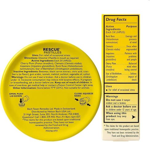 Bach RESCUE PASTILLES, Cranberry Flavor, 35 Count, and Bach 20mL Dropper, Natural Stress Relief, Homeopathic Flower Remedy, Vegetarian, Gluten and Sugar-Free, 35 Count in Saudi Arabia