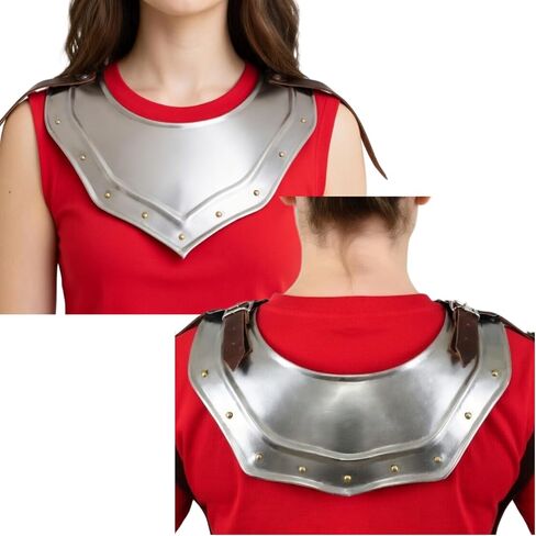 Medieval Knight Steel Pauldrons with Gorget Set, LARP Costume Armor, Ren Faire Costume, in Kuwait