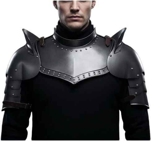 Medieval Knight Steel Pauldrons with Gorget Set, LARP Costume Armor, Ren Faire Costume, in Kuwait