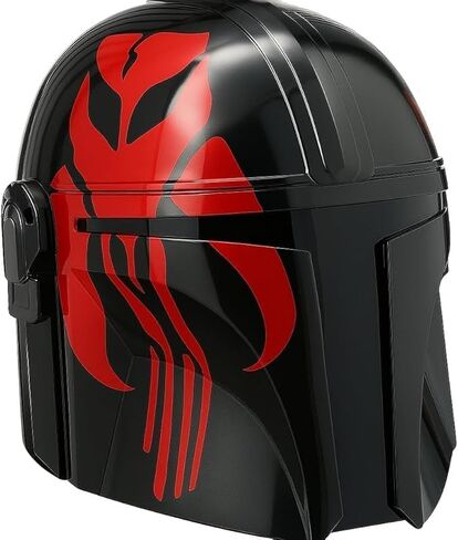 Mandalorian Helmet Metal Adult Armor Helmet Red and Black Pattern Face Head Mask with Liner and Chin Strap for LARP Cosplay Role Halloween Armor Gift in Saudi Arabia
