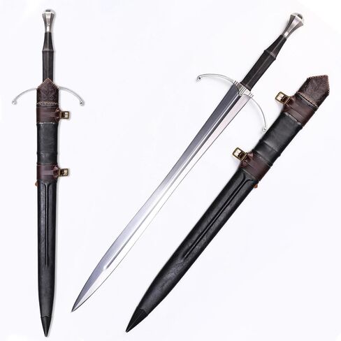 42 Inch Hand-Forged Medieval Sword – Full Tang Mn Steel Blade with Leather Scabbard, Real Metal Sword for Collection, Cosplay & Gifting in Saudi Arabia