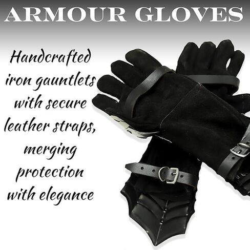 Medieval Gothic Claw Gauntlet Gloves – Full Finger Black Metal Armor Gloves for Cosplay, Halloween Costume, LARP & Display – Articulated Knight Hand Armor Collectible in Saudi Arabia
