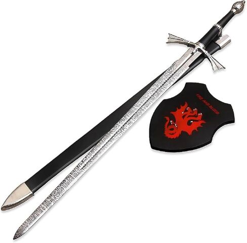HandSmith™ Dark Sister Sword of Daemon Targaryen with Scabbard and Display Plaque - Handmade Full Metal Cosplay Replica Sword in Saudi Arabia