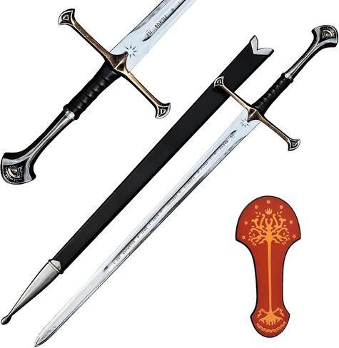HandSmith™ Sword of King Elessar with Scabbard and Display Plaque | Hand-Crafted Authentic Engraved Stainless Steel Blade - Replica Movie Sword | Collector’s Edition in Saudi Arabia