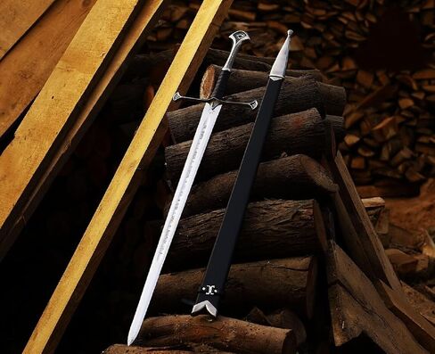 HandSmith™ Sword of King Elessar with Scabbard and Display Plaque | Hand-Crafted Authentic Engraved Stainless Steel Blade - Replica Movie Sword | Collector’s Edition in Saudi Arabia