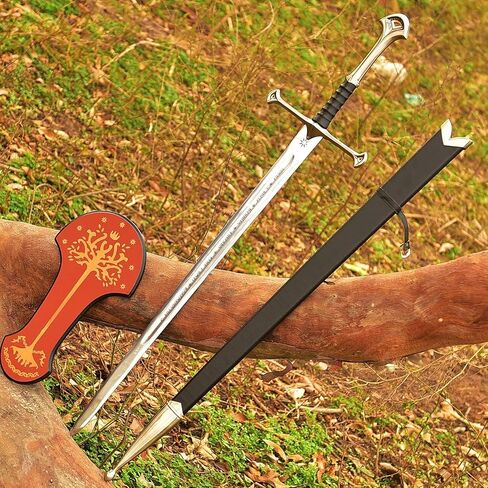 HandSmith™ Sword of King Elessar with Scabbard and Display Plaque | Hand-Crafted Authentic Engraved Stainless Steel Blade - Replica Movie Sword | Collector’s Edition in Saudi Arabia