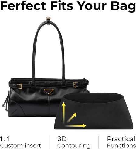 Purse Organizer Insert for Prada Soft Lux Small Handbag,Custom Fit Inside Premium Matte Black Lightweight WaterResistant Tote Bag Insert in Saudi Arabia