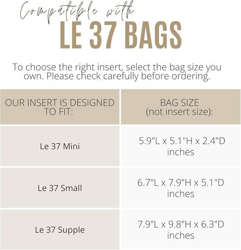 Divitize Luxe Waterproof Nylon Organizer compatible with YSL Le 37 Mini/S/Supple Bag Insert — Handmade Perfect Fit, +24 Colors, Premium Quality, Extra Storage (Beige, for Le 37 Supple) in Saudi Arabia