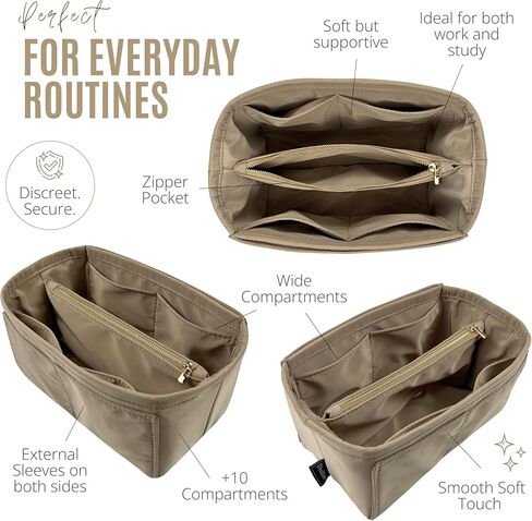 Divitize Luxe Waterproof Nylon Organizer compatible with YSL Le 37 Mini/S/Supple Bag Insert — Handmade Perfect Fit, +24 Colors, Premium Quality, Extra Storage (Beige, for Le 37 Supple) in Saudi Arabia