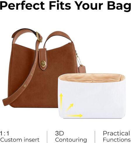 Purse Organizer Insert for Coach Hadley Crossbody Handbag,Custom Fit Inside Premium Lightweight Water Resistant Purse Insert with Zipper(Vanile) in Saudi Arabia