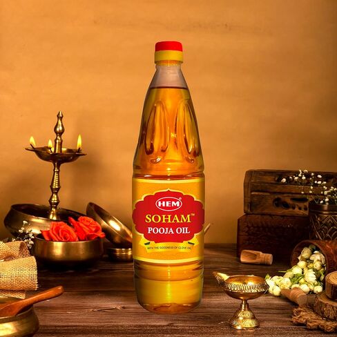 HEM Soham Clove Pooja Oil 900ml | Premium Sacred Oil for Rituals, Lighting Diyas & Lamps | Long-Lasting Flame & Pure Aroma | Ideal for Daily Puja, Festivals & Ceremonies in Kuwait