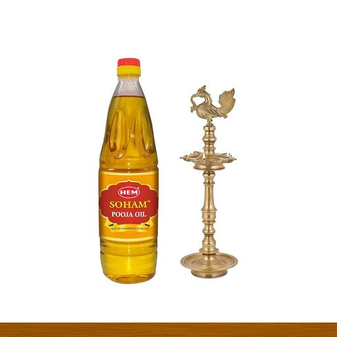 HEM Soham Clove Pooja Oil 900ml | Premium Sacred Oil for Rituals, Lighting Diyas & Lamps | Long-Lasting Flame & Pure Aroma | Ideal for Daily Puja, Festivals & Ceremonies in Kuwait