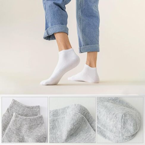 30 Pairs Low Cut Ankle Socks Unisex, 2.4" Height Breathable Cotton Socks, Medium Thickness Casual Athletic Socks for Men and Women, Black White Gray, All Season Bulk Pack in Saudi Arabia