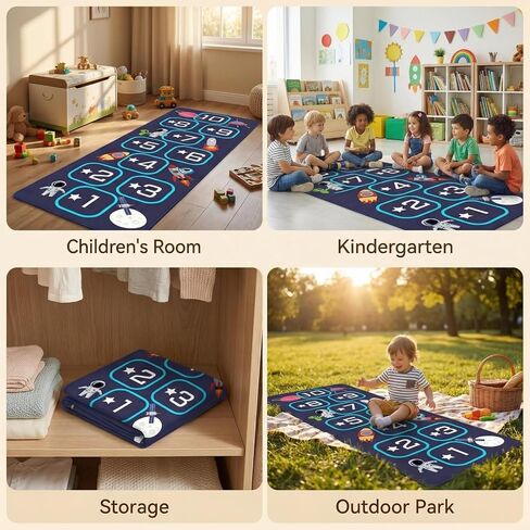 Hopscotch Rug for Kids Indoor, Hop Scotch Mat Non-Slip Carpet, Educational Hopscotch Game Rug with Numbers, Washable Play Mat for Classroom Bedroom, Indoor Hopscotch for Boys Girls in Kuwait