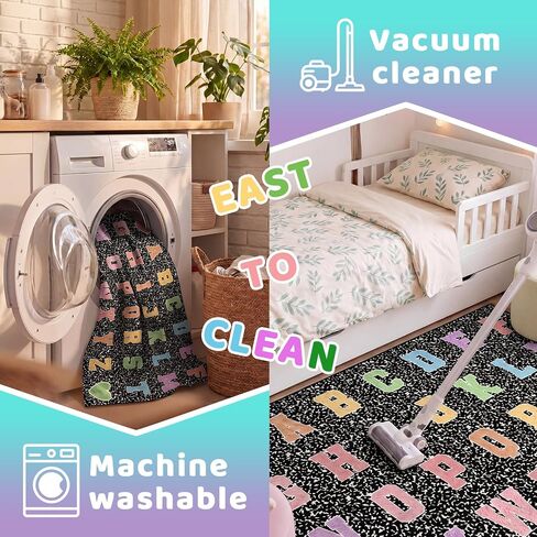 Dunzy 4.92 x 7.55 ft Classroom Rug Composition Notebook Alphabet Rug Pastel Back to School Reading Calming Corner Decor Composition Carpet for Teaching and Playroom in Kuwait