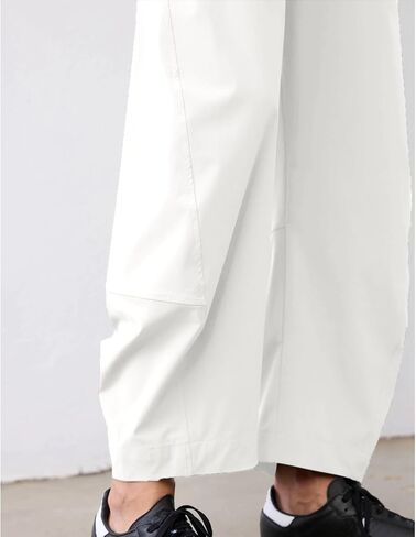 SeeLuNa Women Travel Pants Elastic Waist Slim Tapered Leg Wide Fit Mid Waist Work Pants Lounge Pants with Pockets in Kuwait