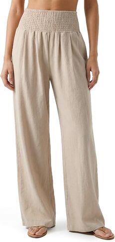 Zylioo Tall Pants for Women Long Inseam Wide Leg Palazzo Pants High Waisted Flowy Summer Beach Pants with Pockets in Kuwait
