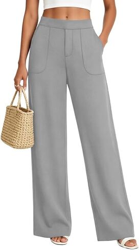 keriffe Women Summer Casual Pants Wide Leg Work Dress Pants with Pockets Business Slacks in Saudi Arabia