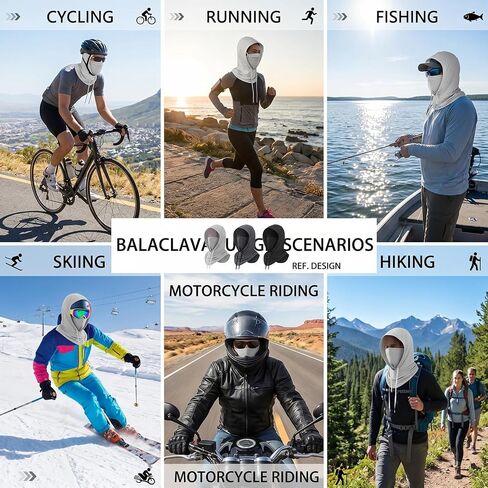 Cooling Balaclava Mask for Men Women - 3 Pcs Sun UV Protection Hood Face Cover for Motorcycle Skiing Fishing Cycling Breathable in Kuwait